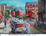 Sidewalk Moment at Water St., Oil on Canvas